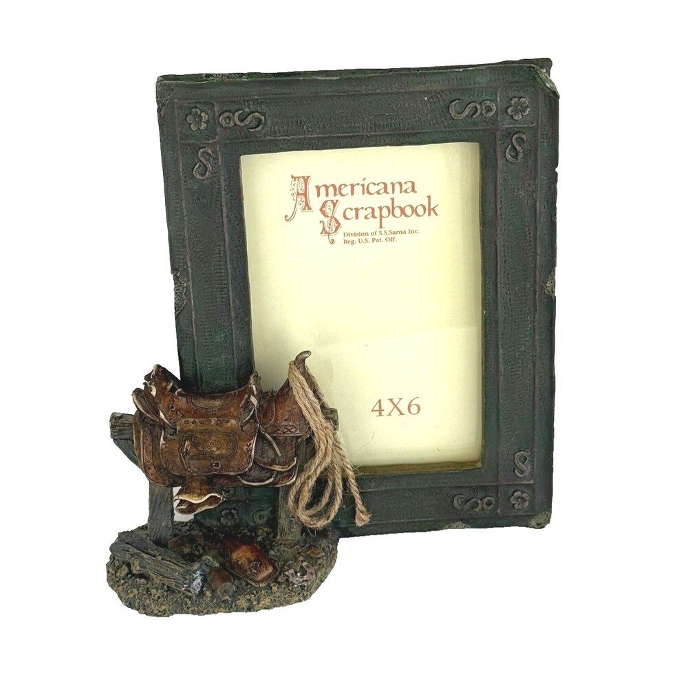 Saddle 3D Picture Frame Cowboy Western Easel 4 X 6” SS Sarna Horse Ranch Vtg 90s